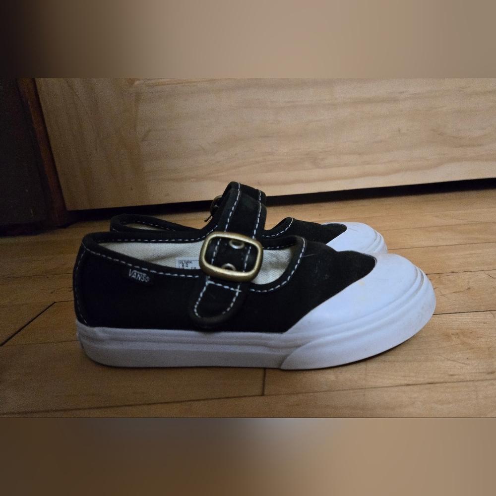 Vans Kids Black and White Mary Jane Sneakers
